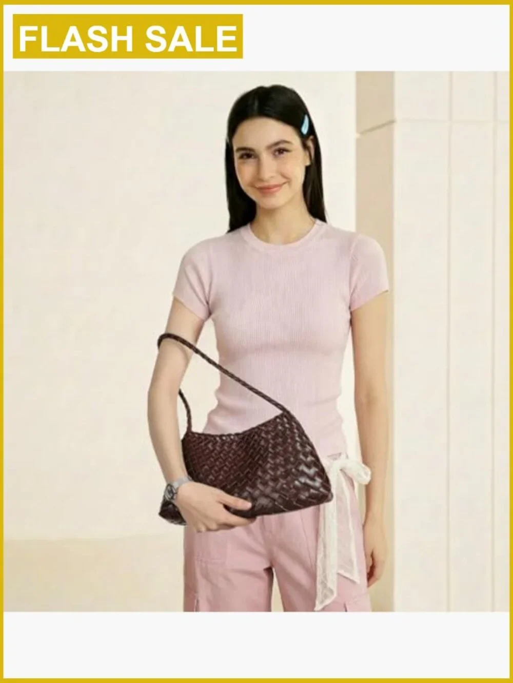 Vegan Leather Woven Hobo Bag Shoulder Tote Slouchy Purse